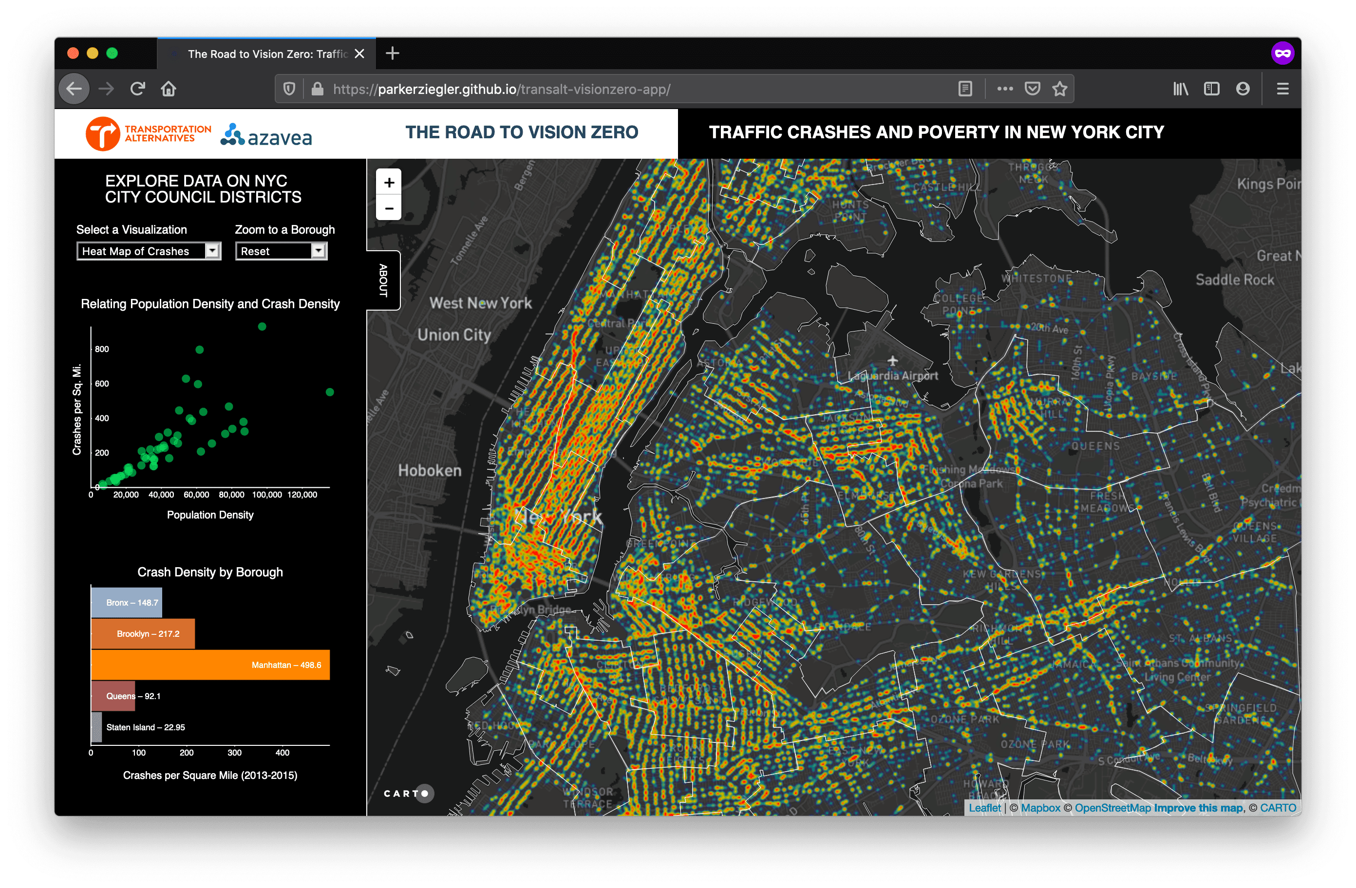 Transporation Alternatives x Azavea Vision Zero Map